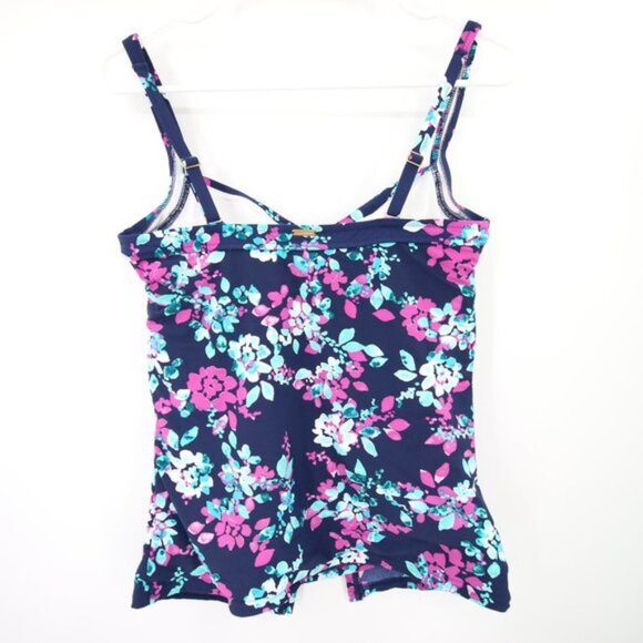 Lands End Floral Blue Purple Swim Tankini Top Flyaway Size 10 NWOT - Picture 10 of 10